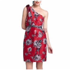 BHLDN anthropologie Va Et Vien red one shoulder dress 33046